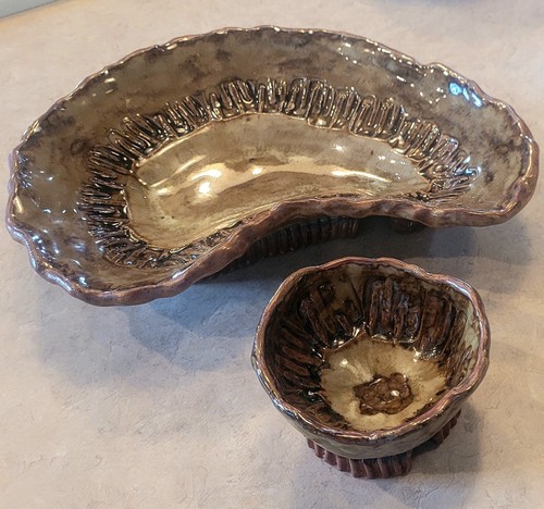 Click to view detail for SL-647 Bowl/Hors d'oeuvres Dish Set of 2 Brown $59